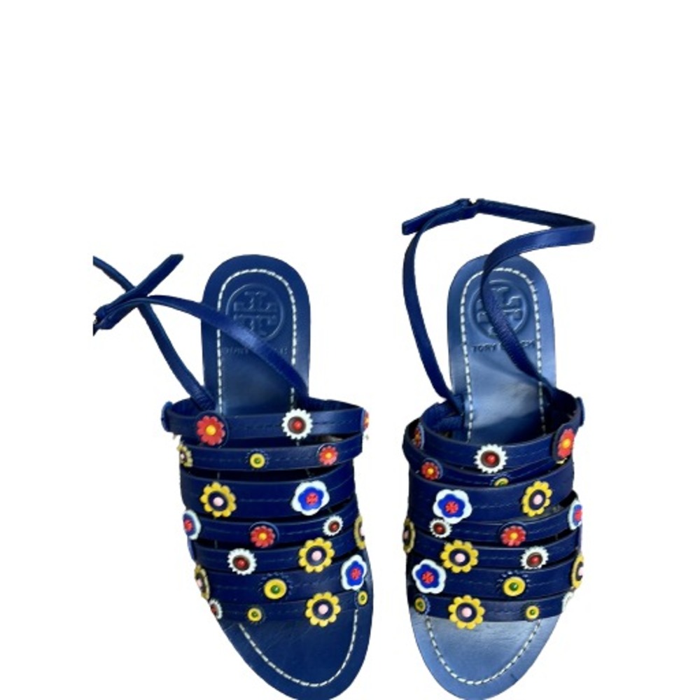 TORY BURCH MARGUERITE CALF LEATHER SANDALS SIZE 7 - Picture 2 of 8